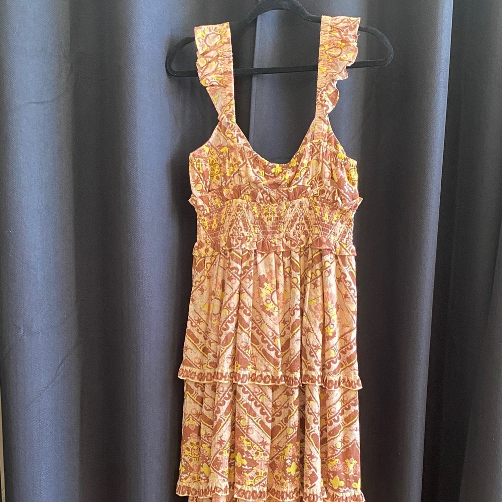 Cleobella Pink & Yellow Tiered Printed Midi Dress - Picture 6 of 13